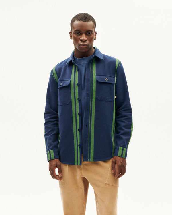 Blå overshirt college blanket Lucas hållbar-1