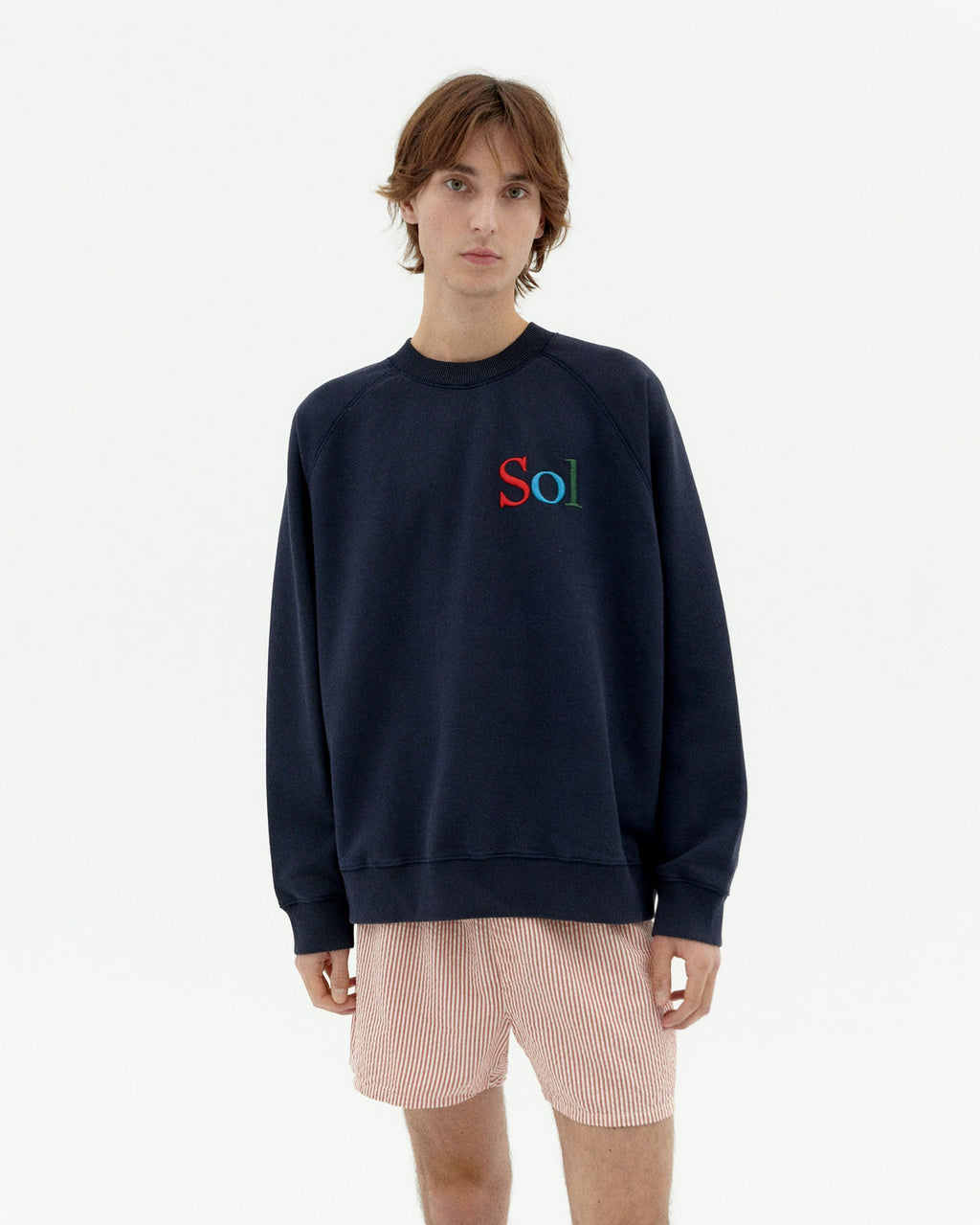 Sudadera navy floor type Pepe sostenible-1