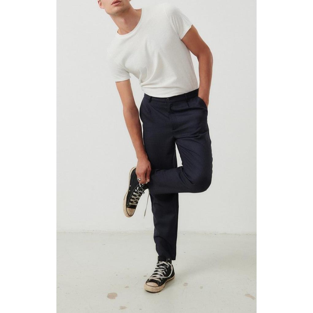 Straight-Leg Trousers - Navy Chine - Men