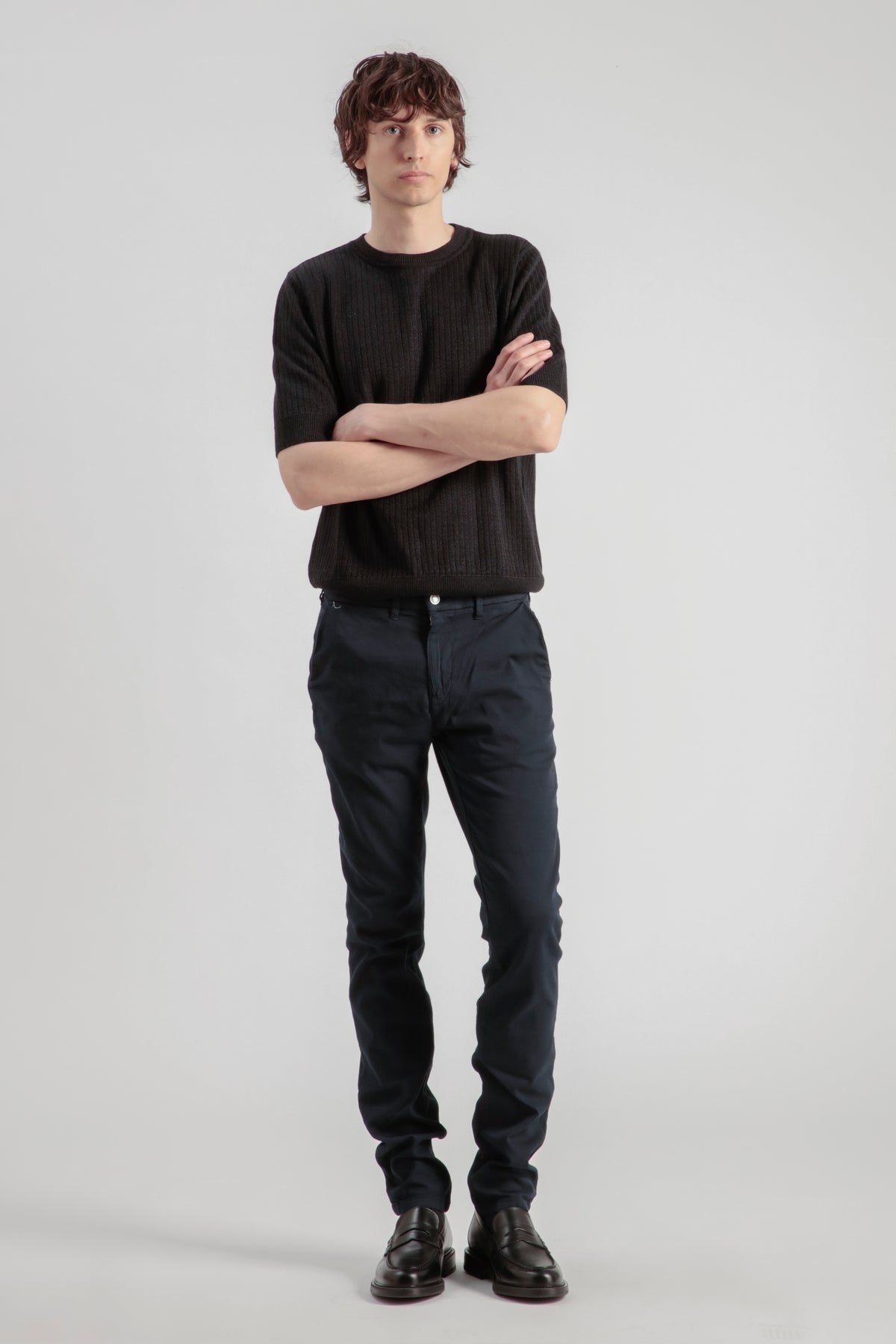 Pantaloni chino aderenti - Blu navy - Uomo