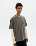 Handbesticktes T-Shirt Blume Aaron - Grau