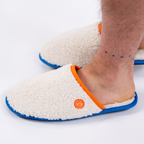 Beige and Orange Sherpa Slippers