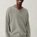 V-Neck Jumper - Light Grey Marl - Men