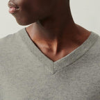 V-Neck Jumper - Light Grey Marl - Men