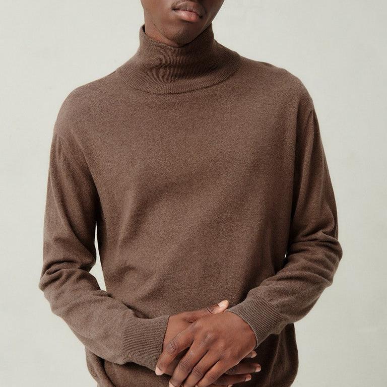 Pull Col Roule - Chatain Chine - Homme