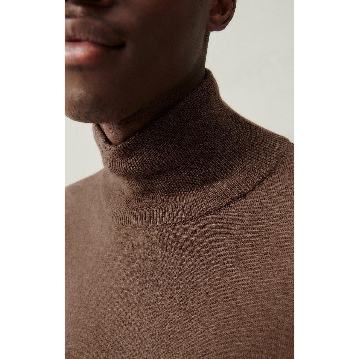 Pull Col Roule - Chatain Chine - Homme