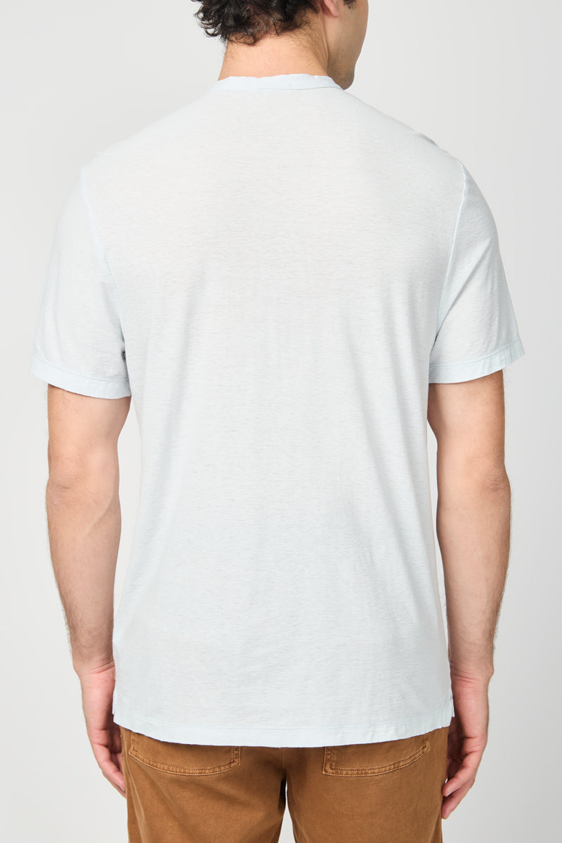 Henley Infantil De Algodón Y Lino - Azul Hielo - Hombre