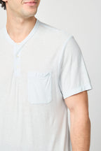 Henley Infantil De Algodón Y Lino - Azul Hielo - Hombre