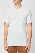 Henley Infantil De Algodón Y Lino - Azul Hielo - Hombre