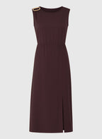 An'ge – Robe Midi Mystral Wine, abito midi smanicato marrone con spacco laterale e dettaglio dorato