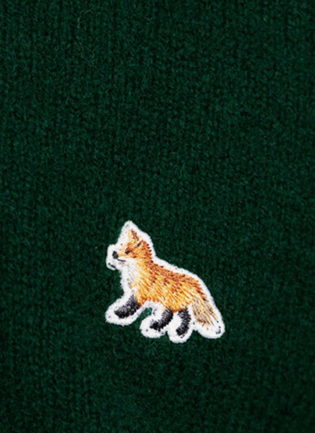 Maison Kitsune - Baby Fox Patch Cosy R-Neck Pullover - Dark Green - Men