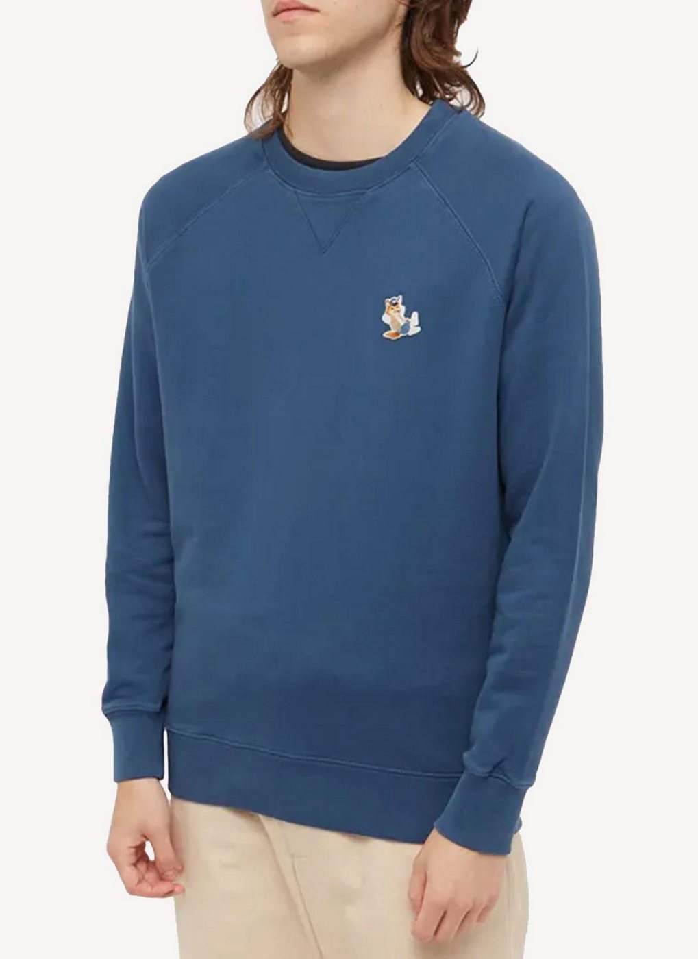 Maison Kitsune - Dressed Fox Patch Classic Sweatshirt - Blue Denim - Men's