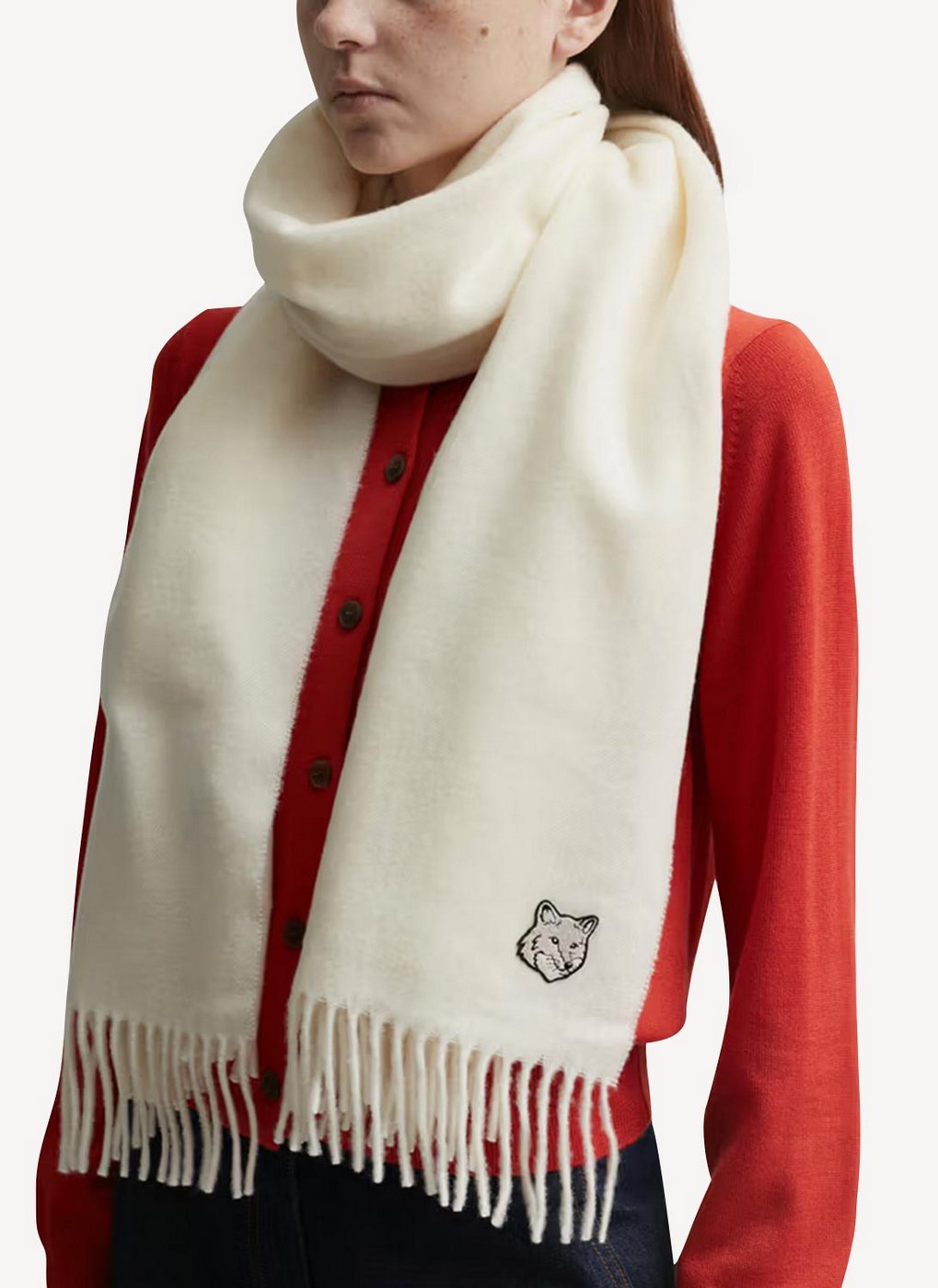 Maison Kitsune - Holiday Patch Scarf - Ecru - Homme