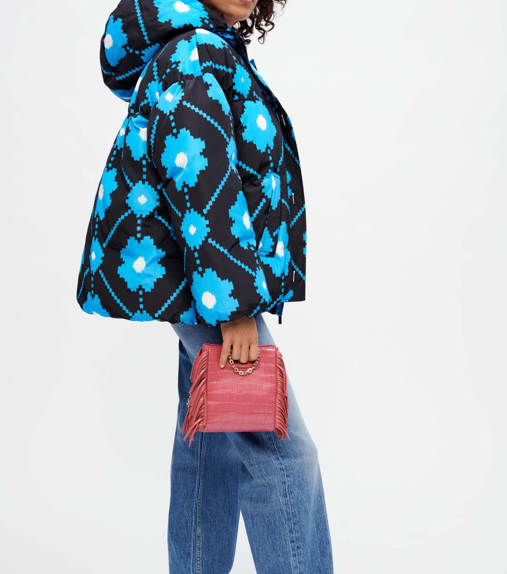Globule Puffer Jacket - Black and Blue