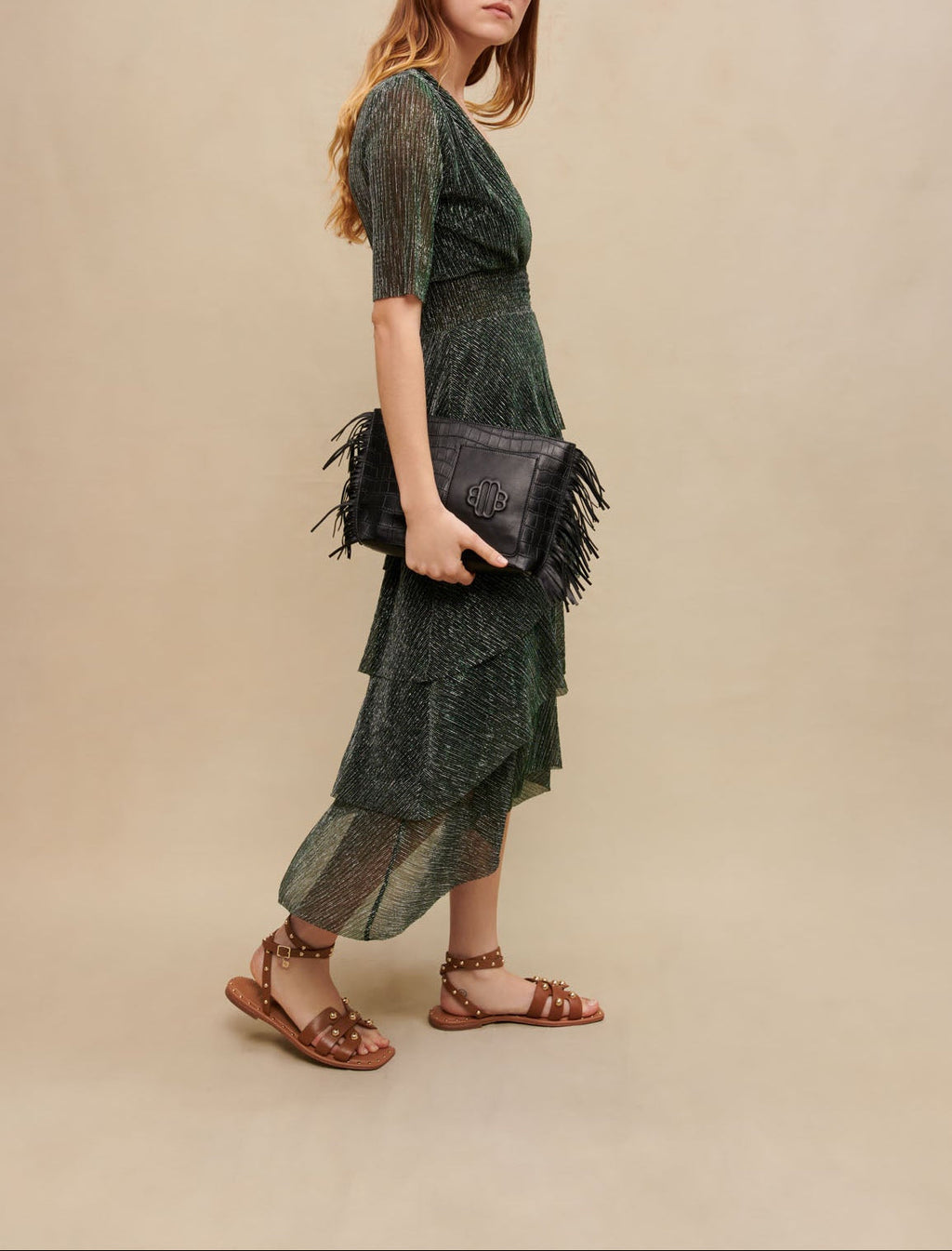 Vestido Ruffine - Verde / Plata
