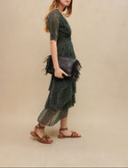 Vestido Ruffine - Verde / Plata