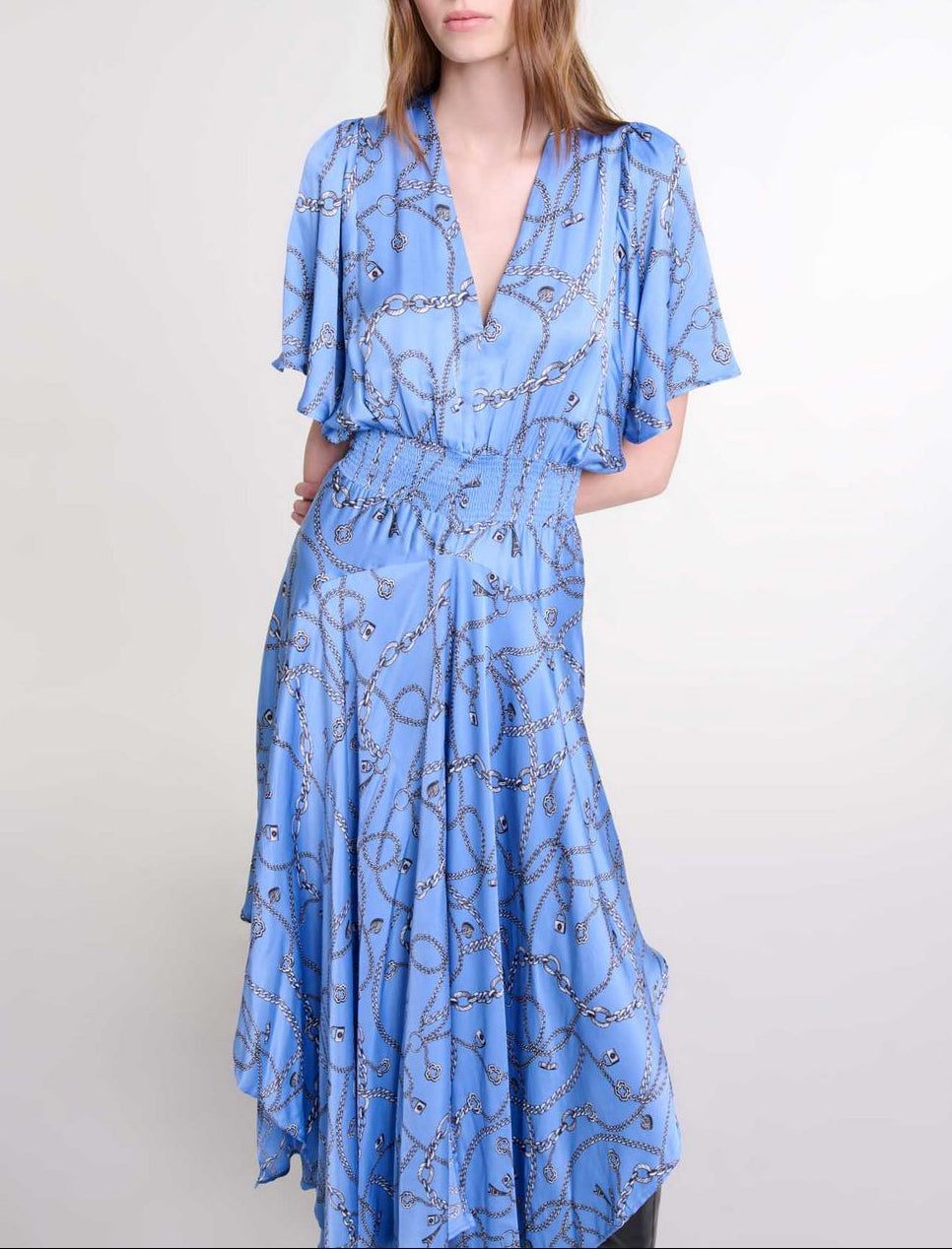 Robe Racheliani - Imprime Chaines Bleu