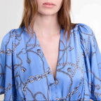 Robe Racheliani - Imprime Chaines Bleu