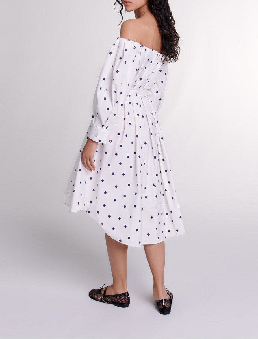 Vestido Ranina - Lunares Marino Y Blanco