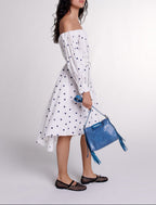 Vestido Ranina - Lunares Marino Y Blanco