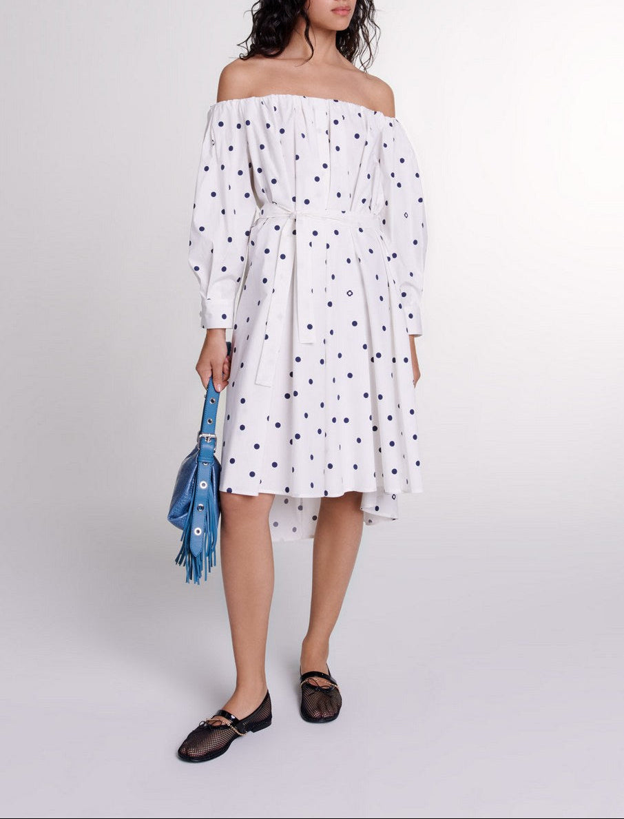 Vestido Ranina - Lunares Marino Y Blanco
