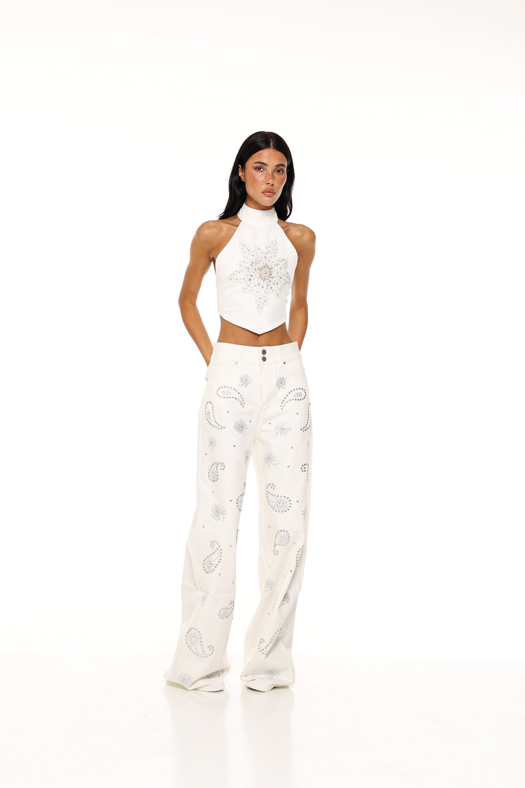 Vaqueros Lara - Paisley Blanco