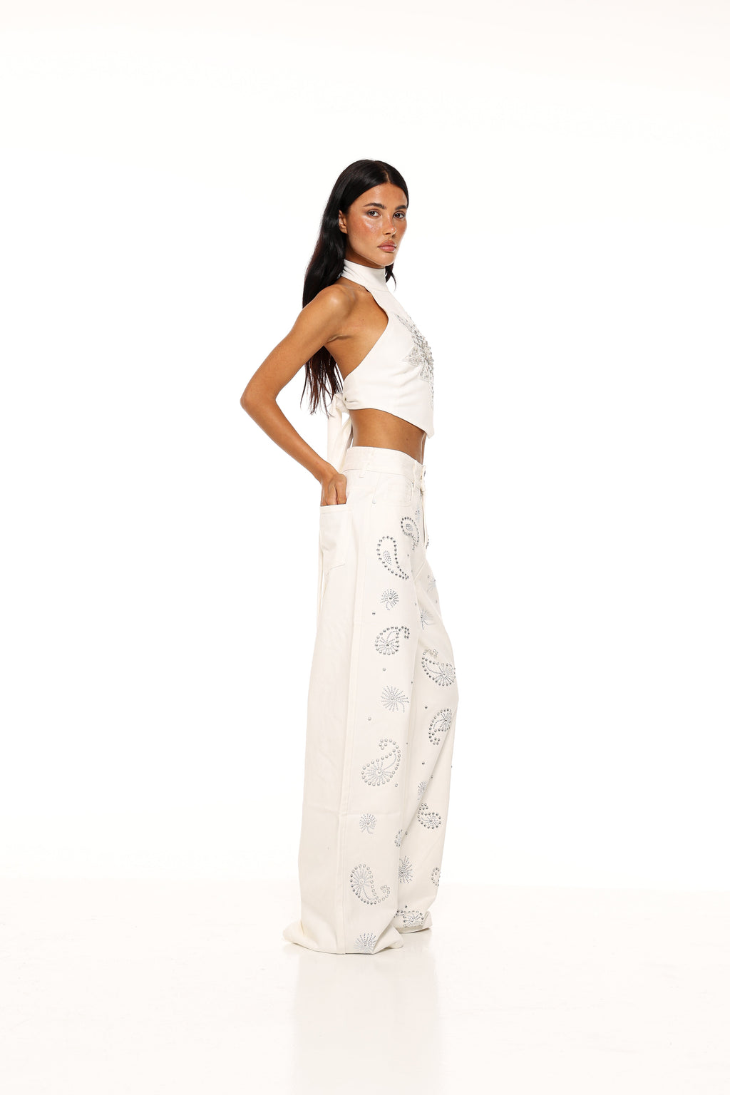 Vaqueros Lara - Paisley Blanco