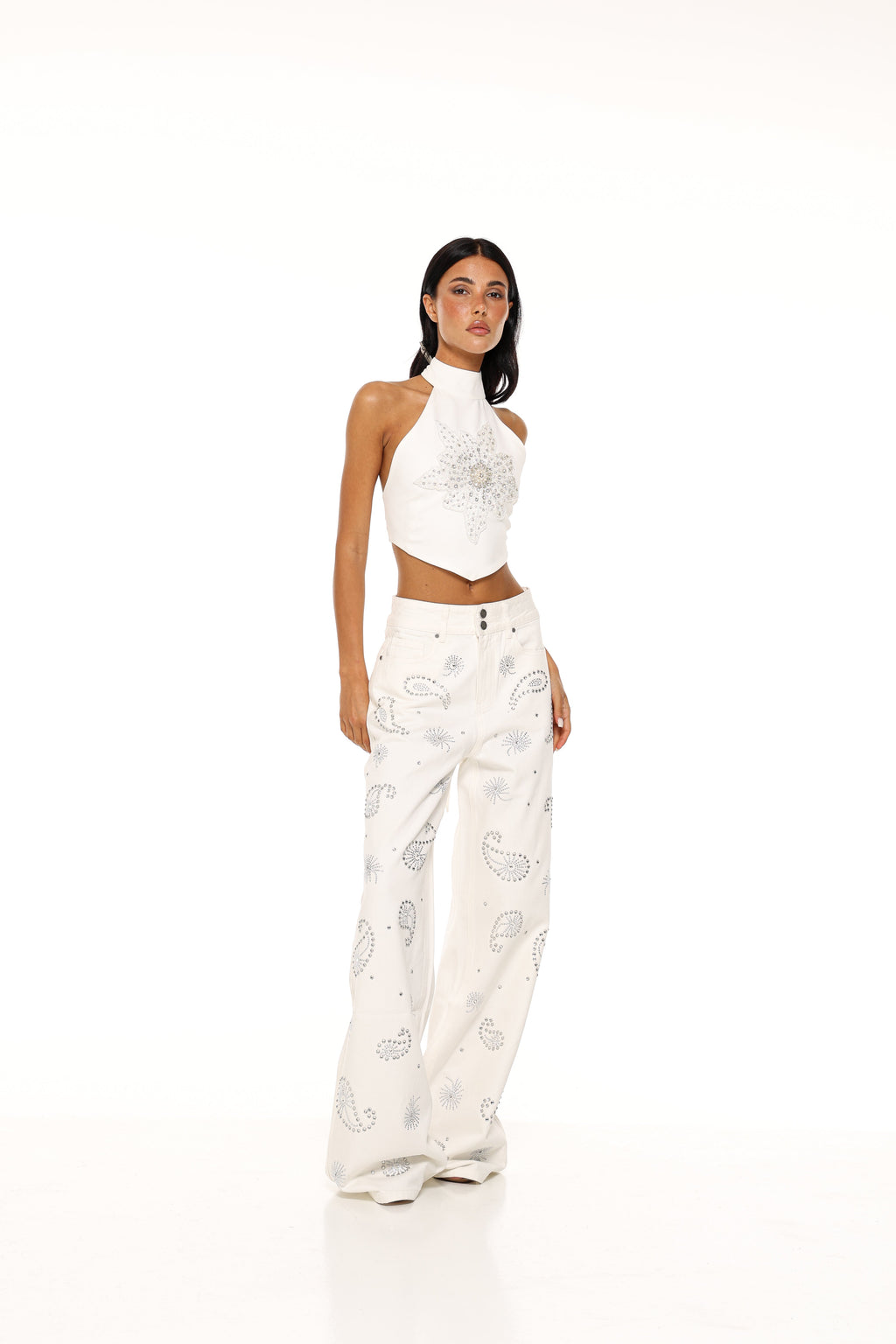 Vaqueros Lara - Paisley Blanco