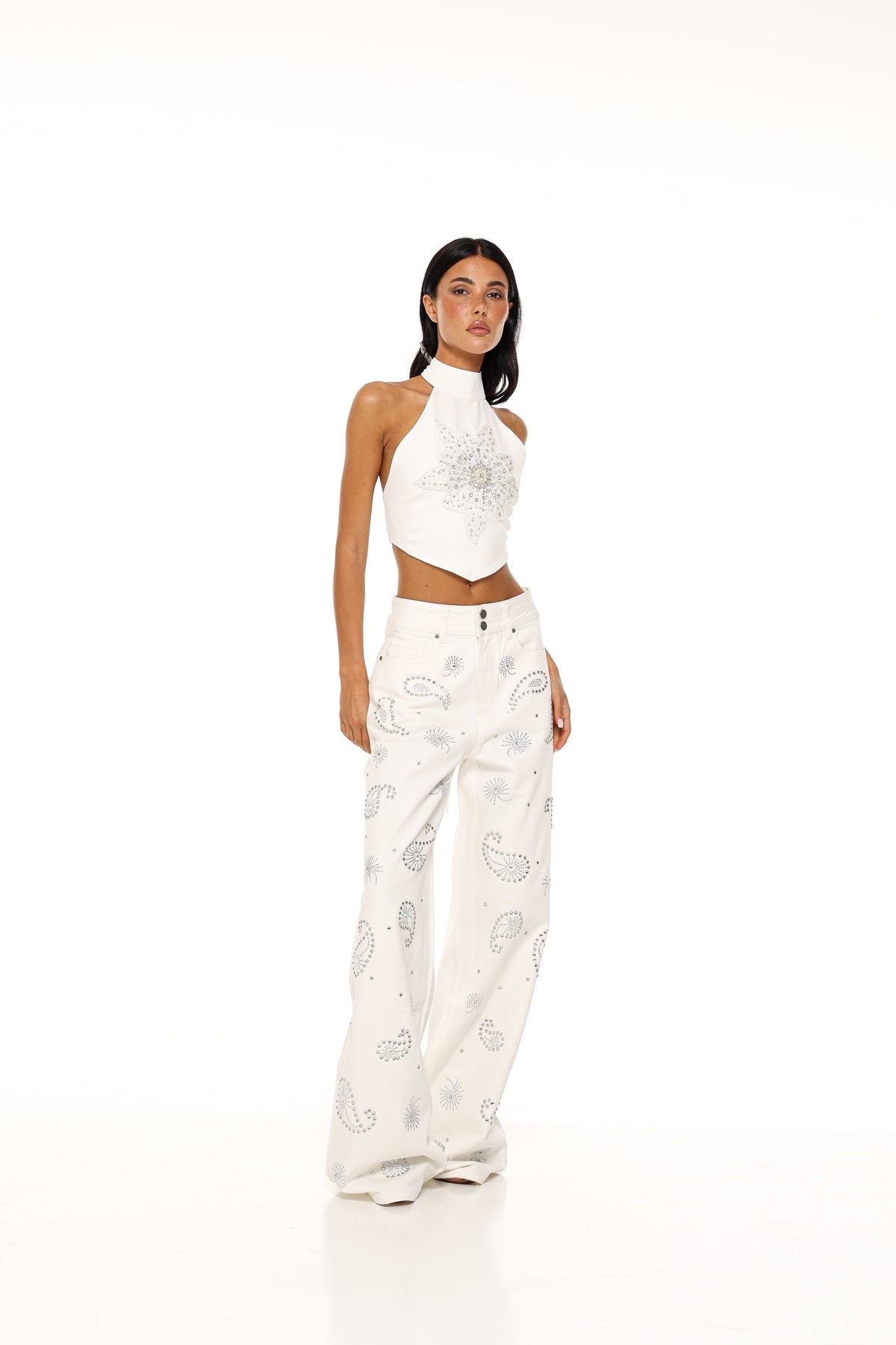 Vaqueros Lara - Paisley Blanco