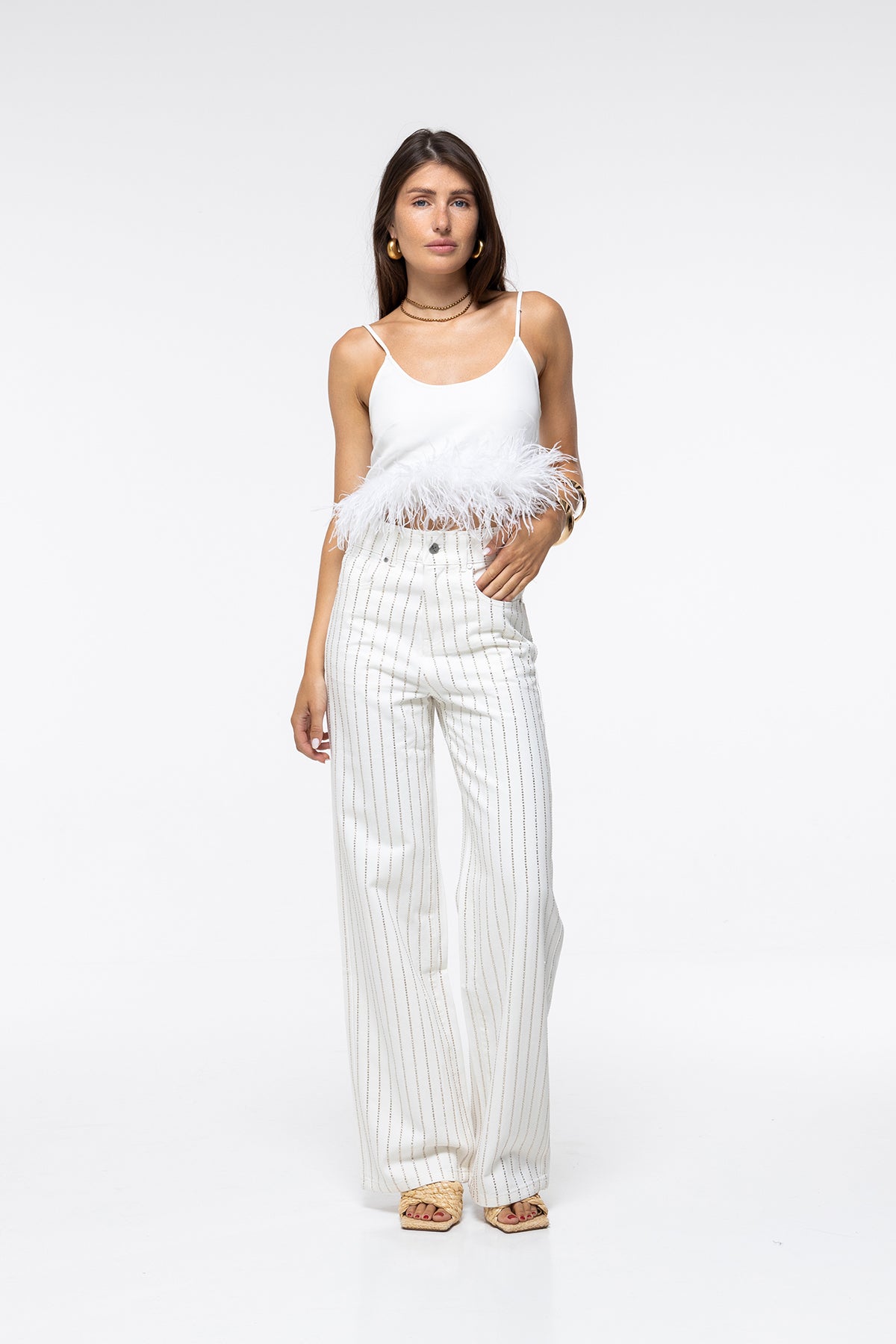 Scarlett White Rhinestone Jeans