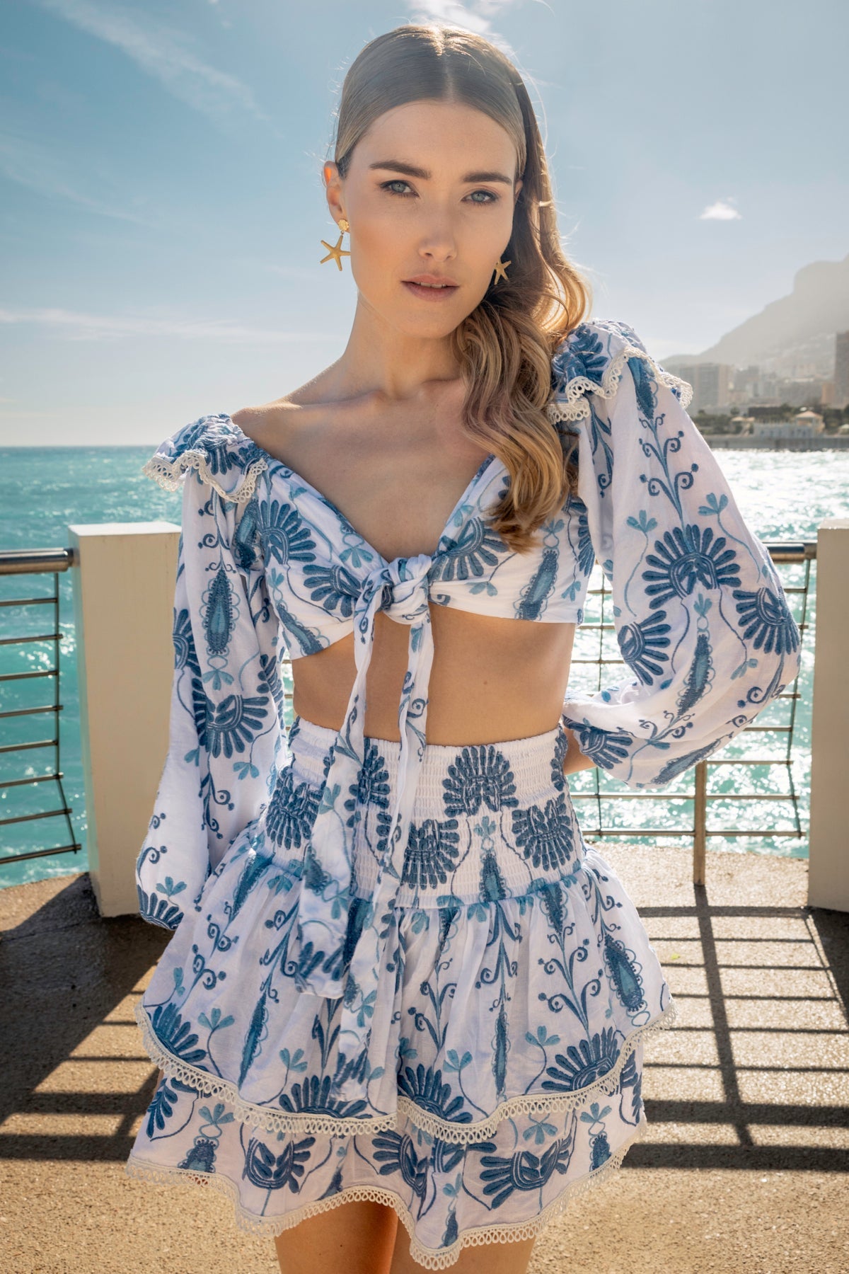 Aleks Top - Blue Embroidery