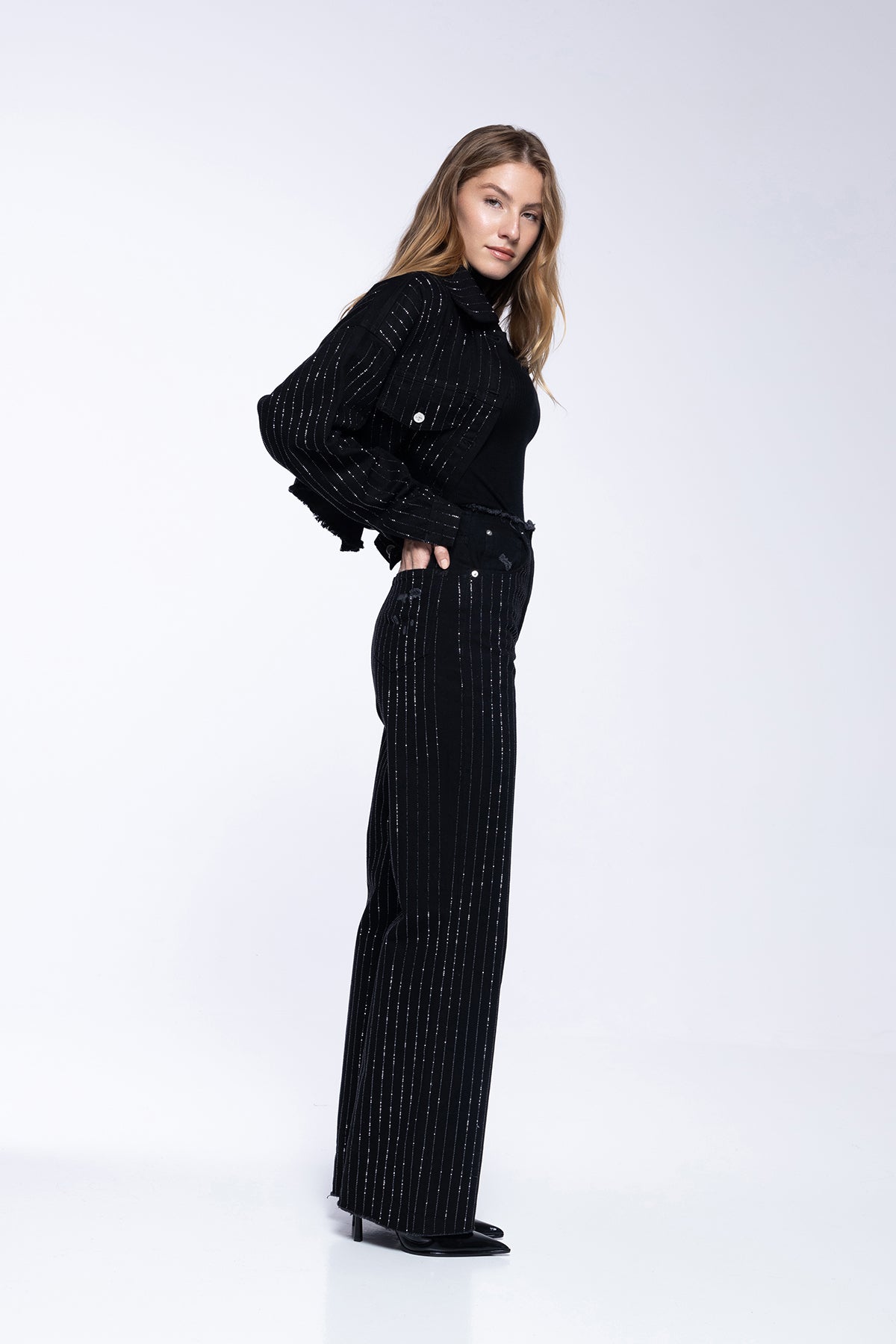 Vaqueros Scarlett - Strass Negro