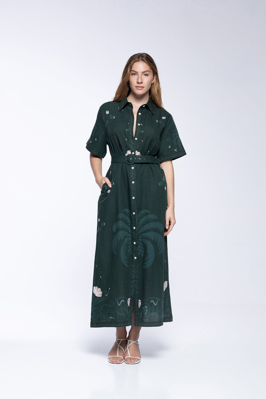 Vestido Chiara - Khaki Palm Tree