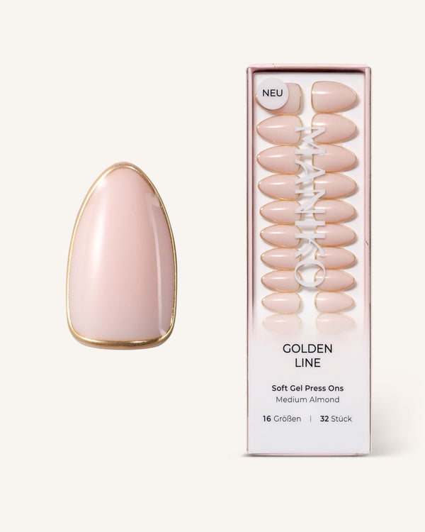 Golden Line (Medium, Almond) - Press Ons