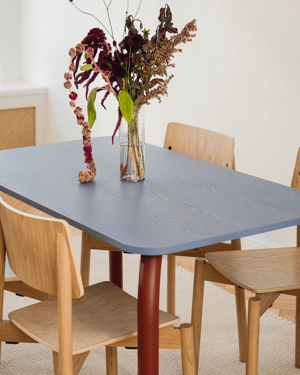 Meko Table - Large - Frosty Blue Top/Auburn Red Legs