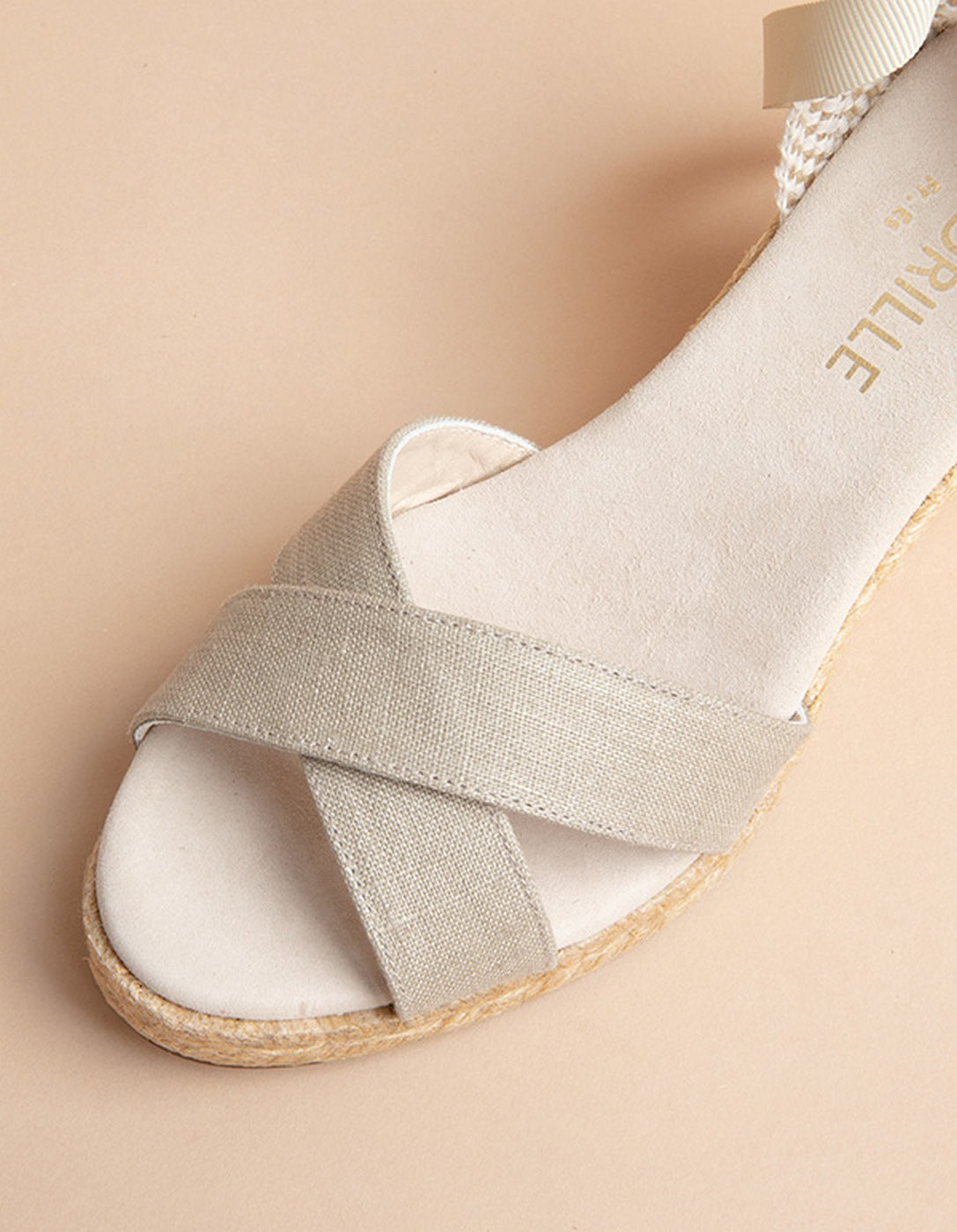 Espadrilles Mi-Talon Minorque Ruban - Toile Lin - Femme