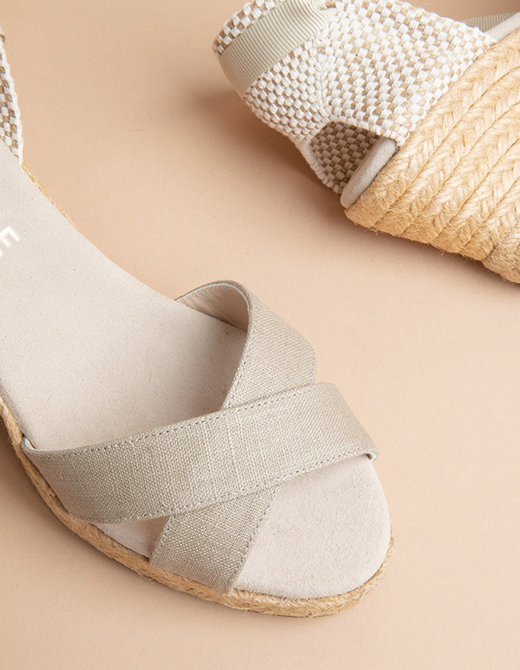 Espadrilles Mi-Talon Minorque Ruban - Toile Lin - Femme
