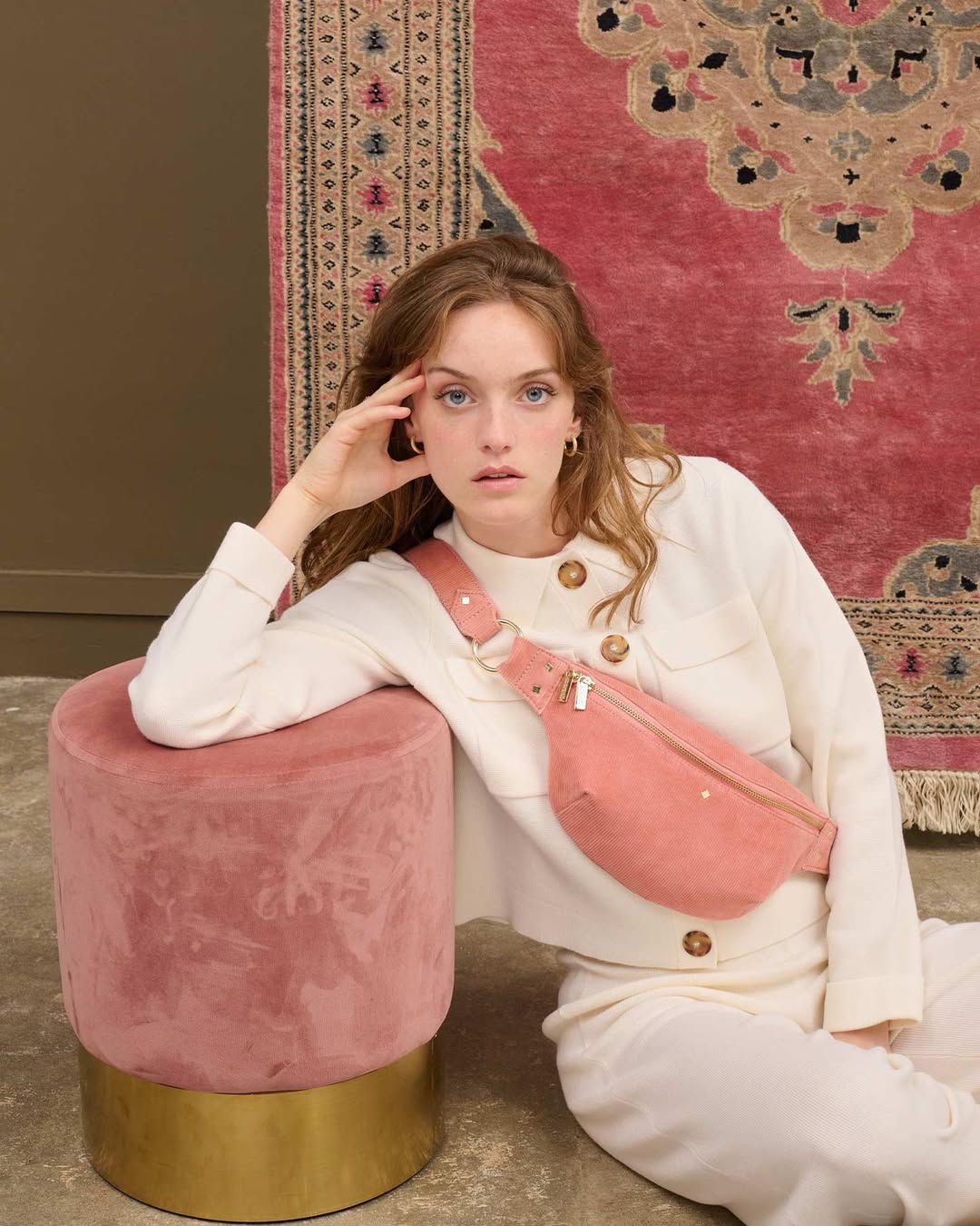 Sac Banane Misha Velours - Rose