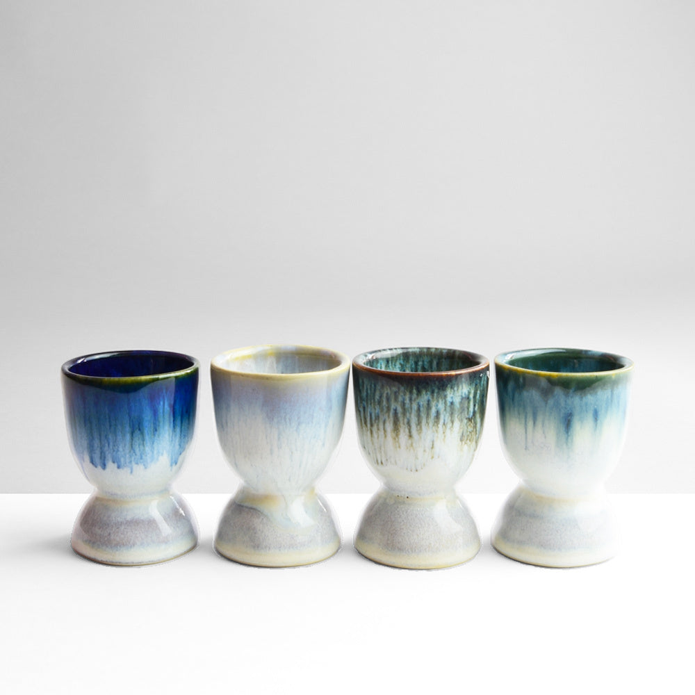 Set of 4 Egg Cups - Mix Azul