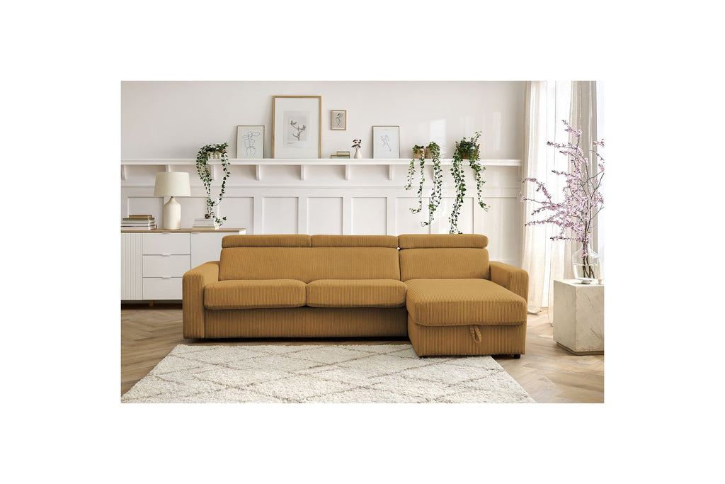 Sofá esquinero reversible convertible con arcón - 140x190 - Monaco - Pana
