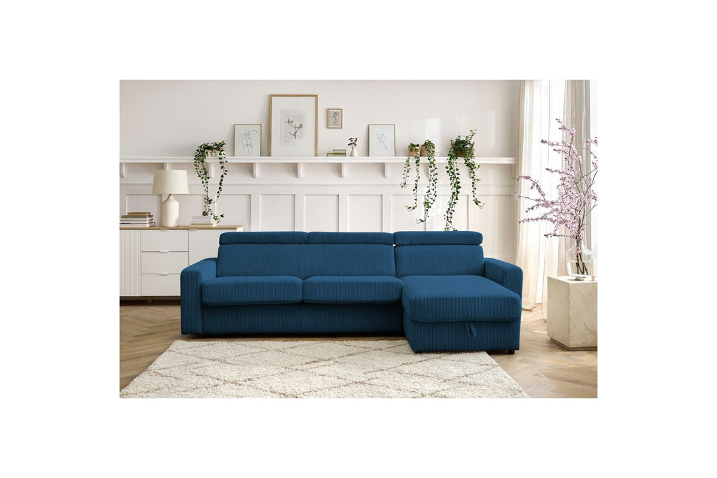 Sofá esquinero reversible convertible con arcón - 140x190 - Monaco - Pana