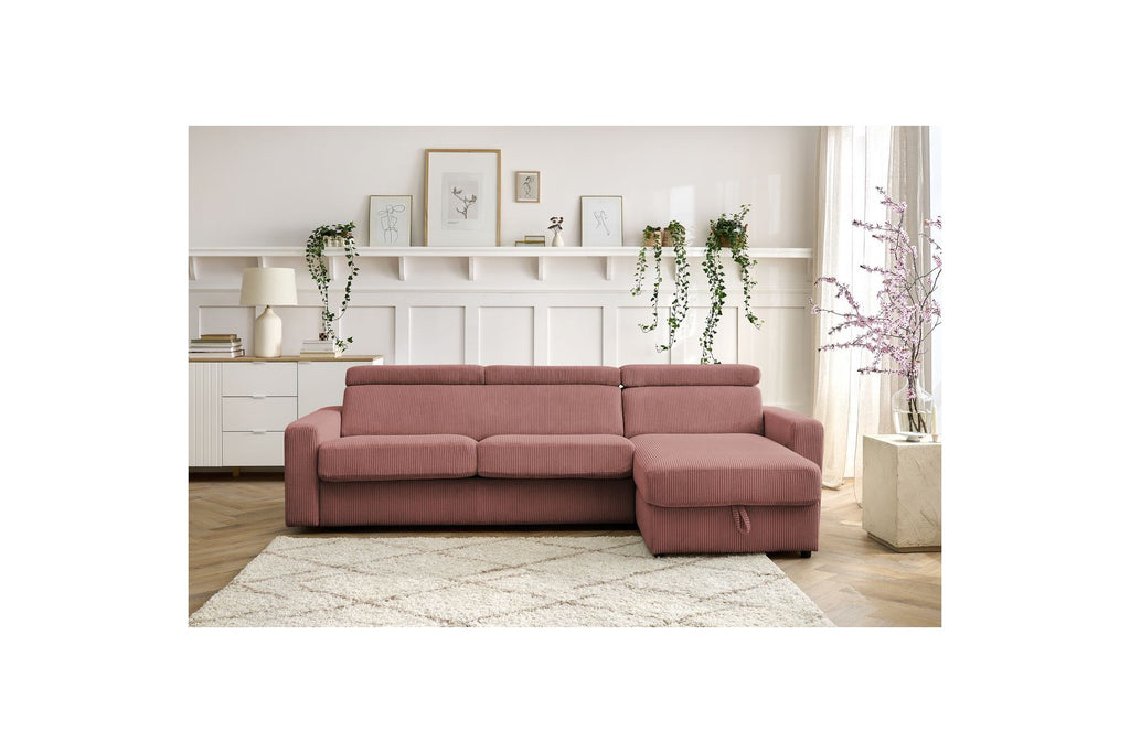 Sofá esquinero reversible convertible con arcón - 140x190 - Monaco - Pana