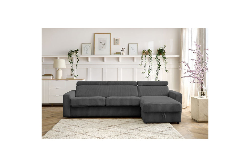 Sofá esquinero reversible convertible con arcón - 140x190 - Monaco - Pana