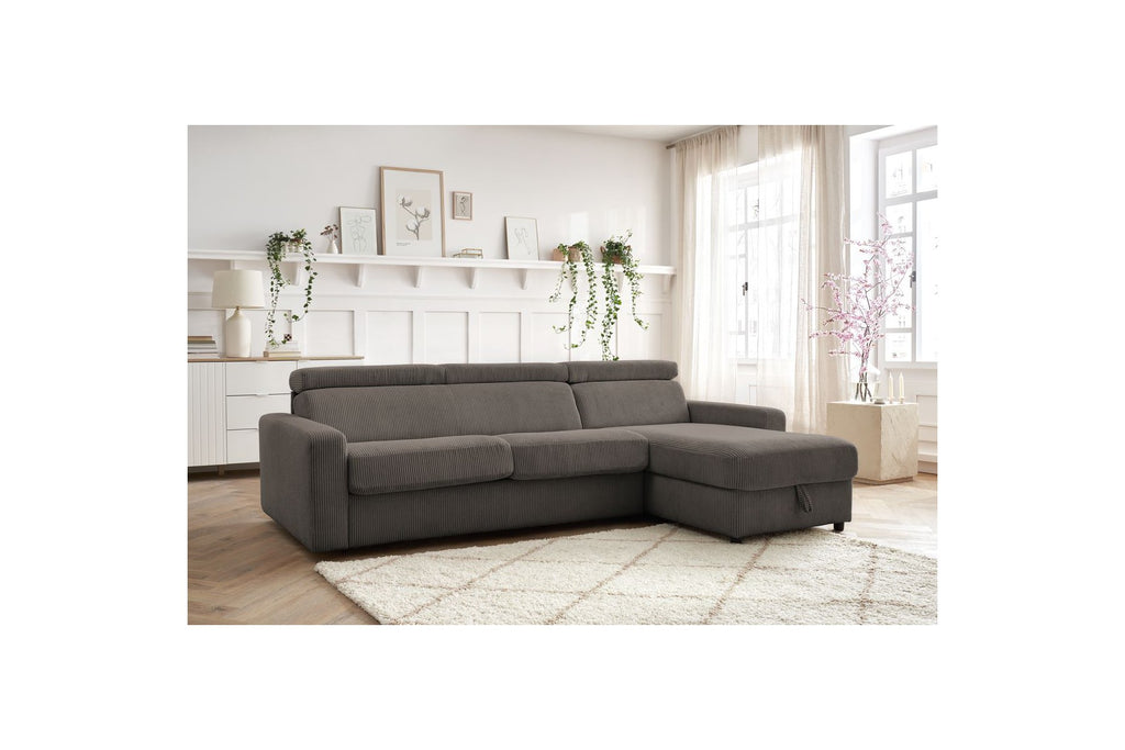 Sofá esquinero reversible convertible con arcón - 140x190 - Monaco - Pana