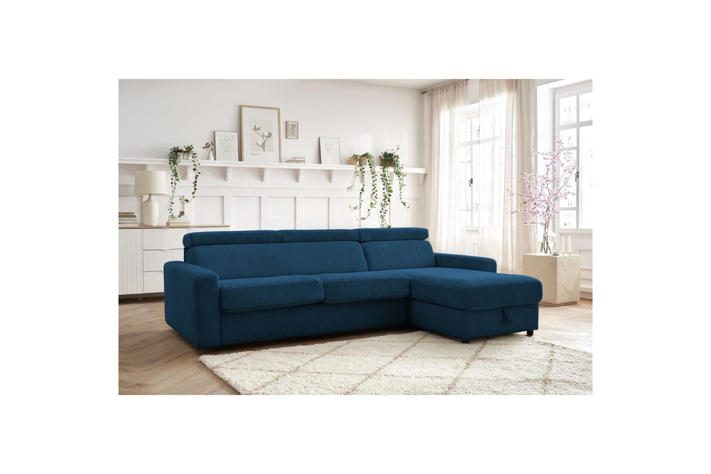 Sofá esquinero reversible convertible con arcón - 140x190 - Monaco - Pana