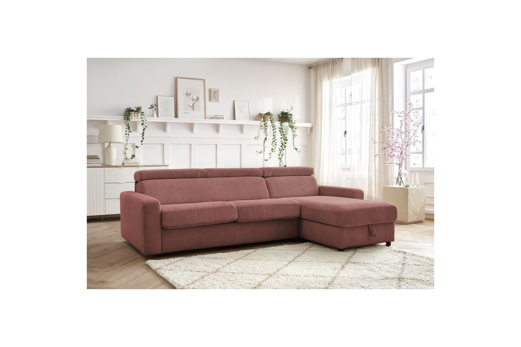 Sofá esquinero reversible convertible con arcón - 140x190 - Monaco - Pana