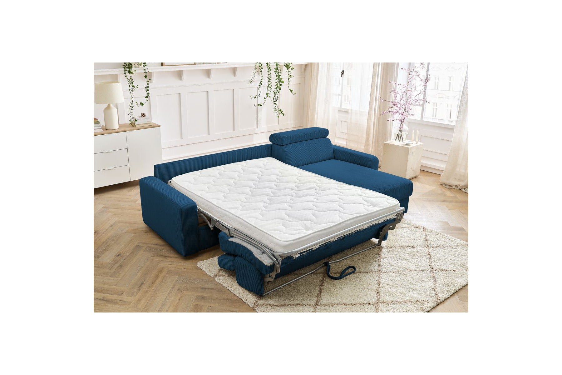 Sofá esquinero reversible convertible con arcón - 140x190 - Monaco - Pana