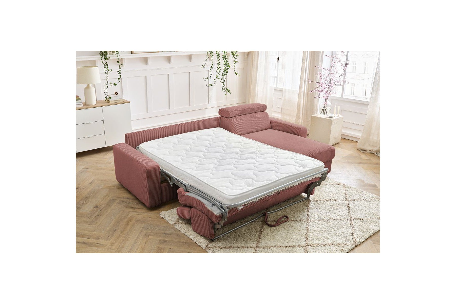 Sofá esquinero reversible convertible con arcón - 140x190 - Monaco - Pana