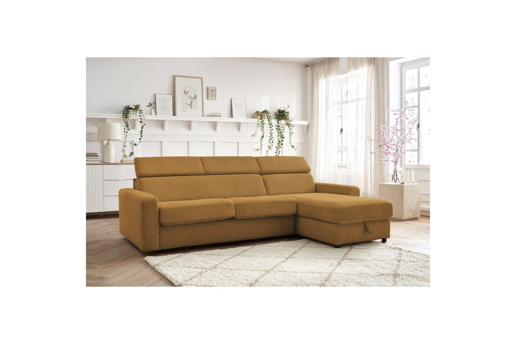 Sofá esquinero reversible convertible con arcón - 140x190 - Monaco - Pana