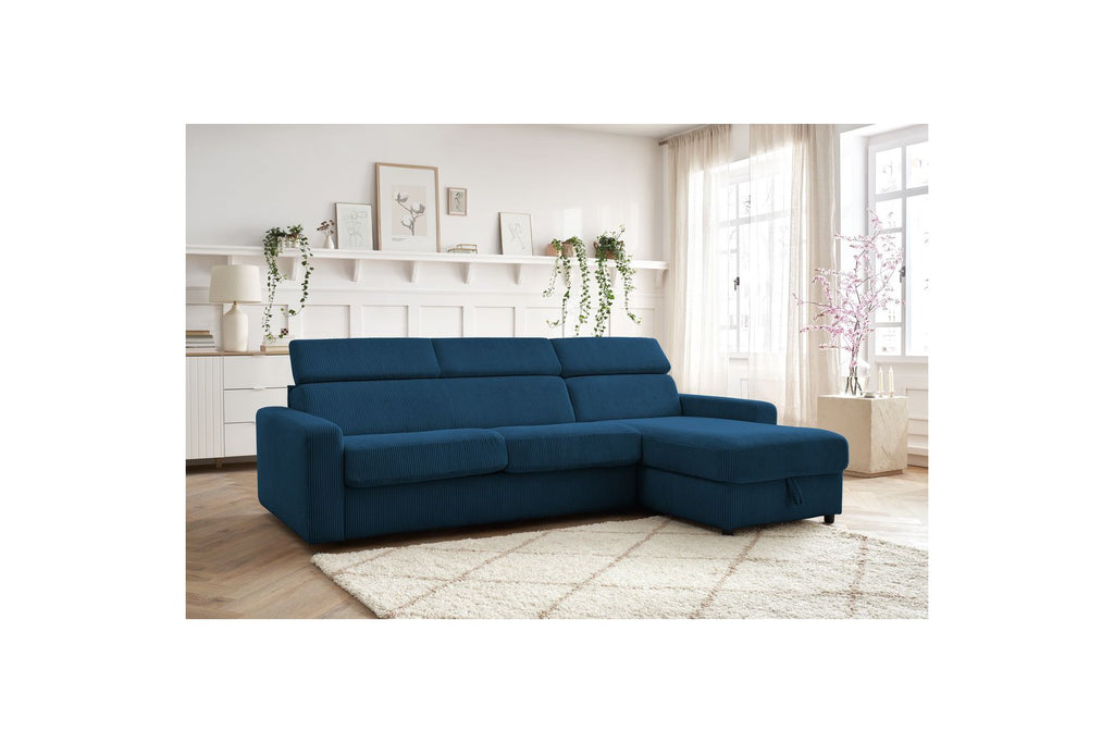 Sofá esquinero reversible convertible con arcón - 140x190 - Monaco - Pana